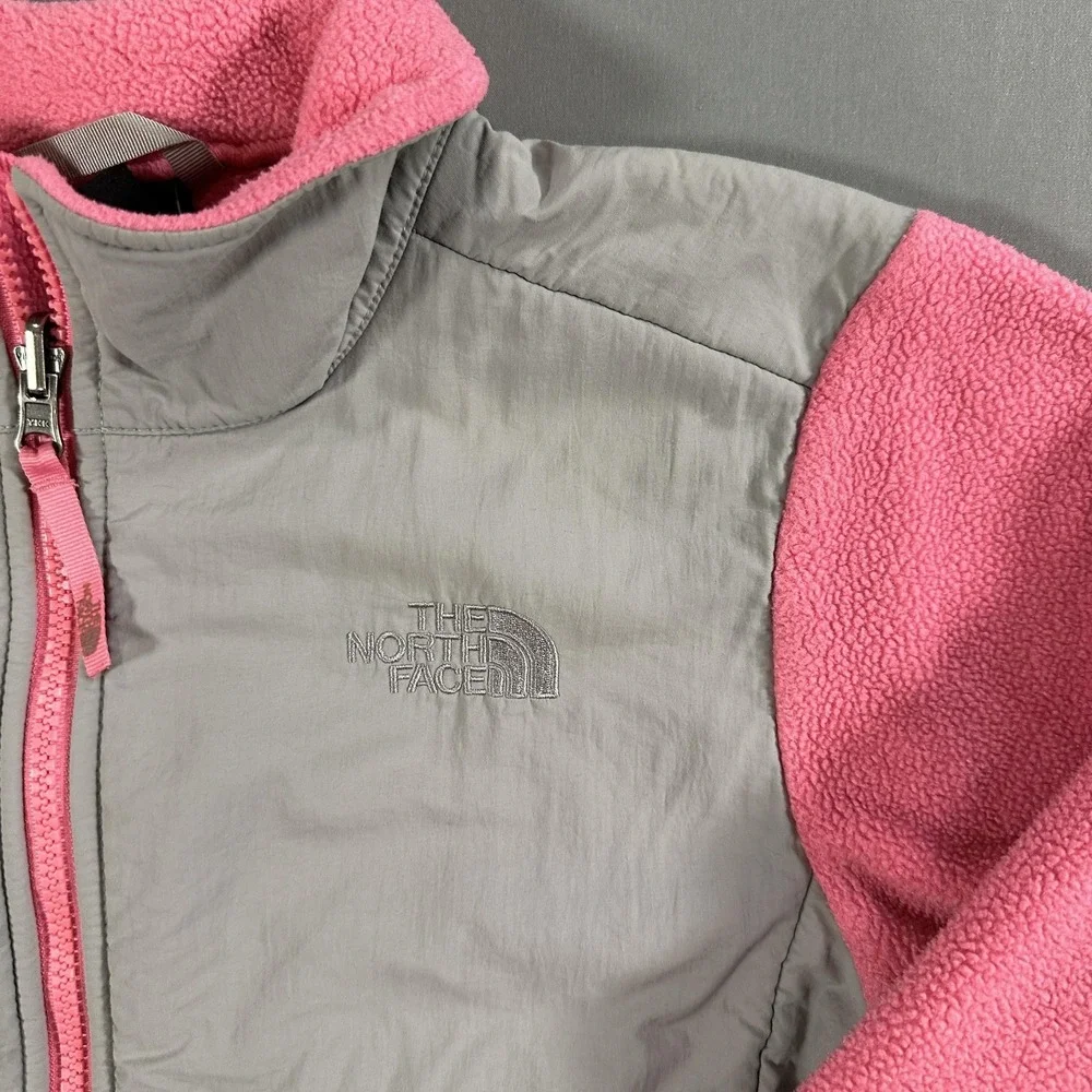 The North Face Jacket Youth 14-16 Pink Gray Fleece Colorblock Full Zip Outdoor